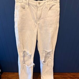 Hollister White Distressed Ankle Jeans